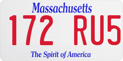 MA license plate 172RU5