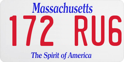 MA license plate 172RU6