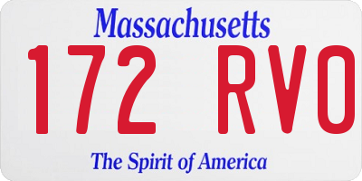 MA license plate 172RV0