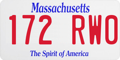 MA license plate 172RW0