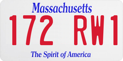 MA license plate 172RW1