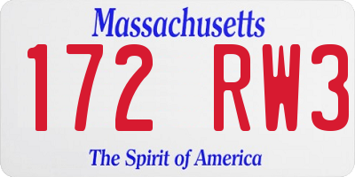MA license plate 172RW3