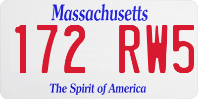 MA license plate 172RW5