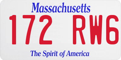 MA license plate 172RW6