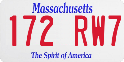 MA license plate 172RW7