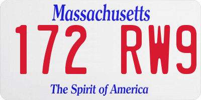 MA license plate 172RW9