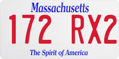 MA license plate 172RX2