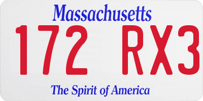 MA license plate 172RX3