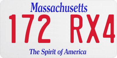 MA license plate 172RX4