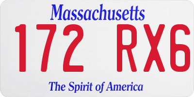 MA license plate 172RX6