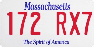 MA license plate 172RX7
