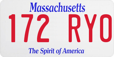 MA license plate 172RY0