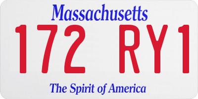 MA license plate 172RY1