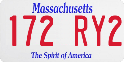MA license plate 172RY2
