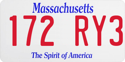MA license plate 172RY3