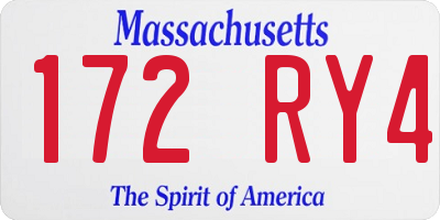 MA license plate 172RY4