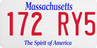 MA license plate 172RY5