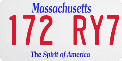 MA license plate 172RY7
