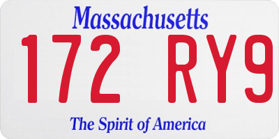 MA license plate 172RY9