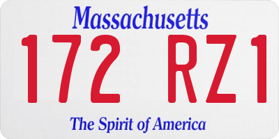 MA license plate 172RZ1