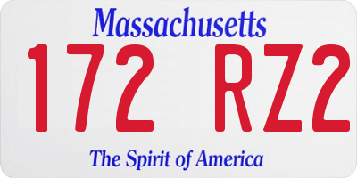 MA license plate 172RZ2