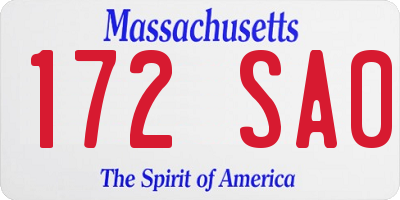 MA license plate 172SA0