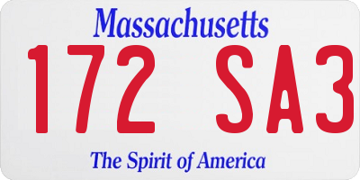 MA license plate 172SA3