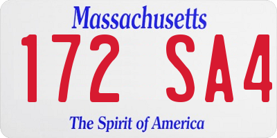 MA license plate 172SA4
