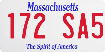 MA license plate 172SA5