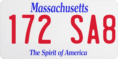 MA license plate 172SA8