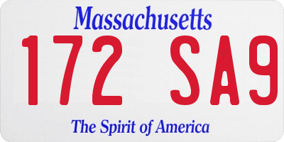 MA license plate 172SA9
