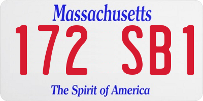MA license plate 172SB1