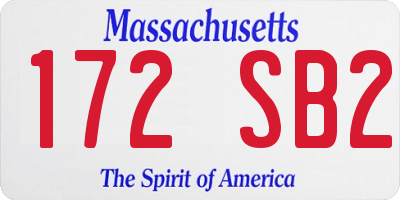 MA license plate 172SB2