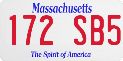 MA license plate 172SB5