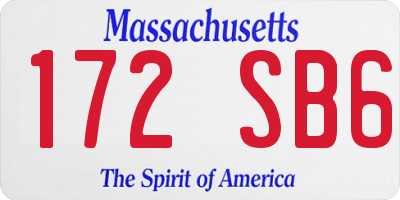 MA license plate 172SB6