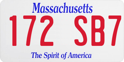MA license plate 172SB7