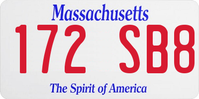 MA license plate 172SB8