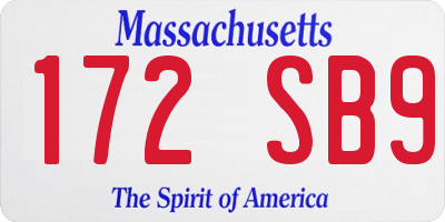 MA license plate 172SB9
