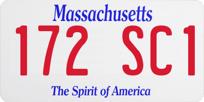 MA license plate 172SC1