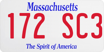MA license plate 172SC3