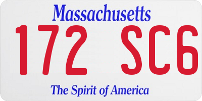 MA license plate 172SC6