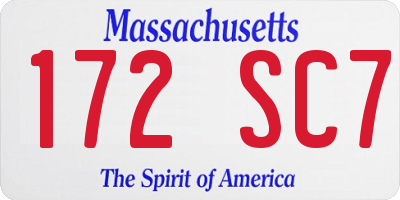 MA license plate 172SC7