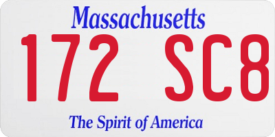 MA license plate 172SC8