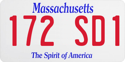 MA license plate 172SD1