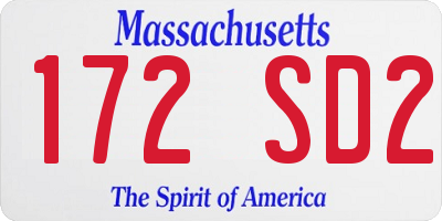 MA license plate 172SD2
