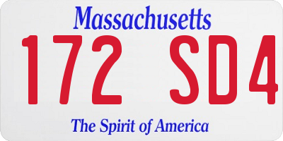 MA license plate 172SD4