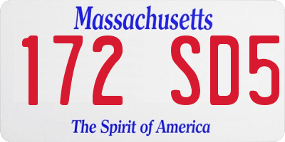 MA license plate 172SD5