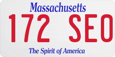 MA license plate 172SE0