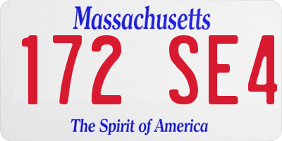 MA license plate 172SE4
