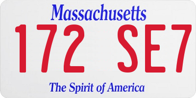 MA license plate 172SE7
